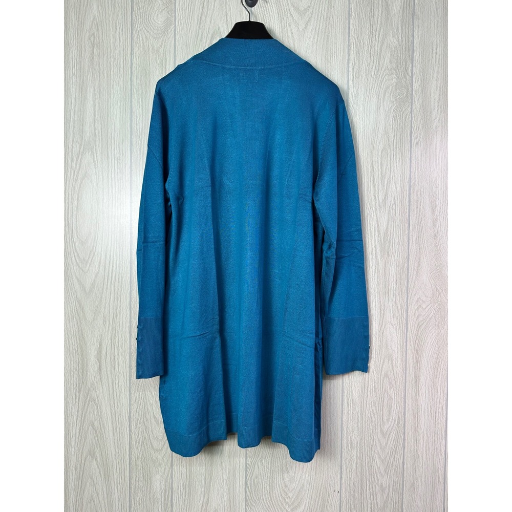 JM Collection Core‎ Cardigan Tuscan Teal XL Gold Button Open Front NEW - Picture 2 of 7